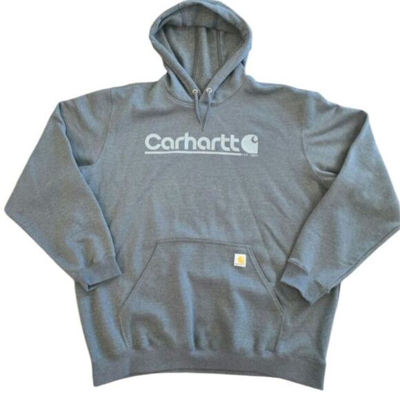 NWT Men's Carhartt Rain Defender Hoodie Gray Size 2XL Tall Midweight - Picture 1 of 7